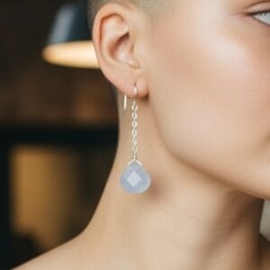 🦋NWOT! Sterling Silver Opalite Chain Drop Earrings!